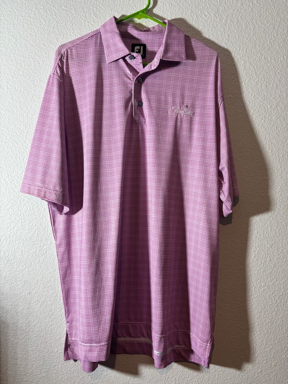 Footjoy Mens Size L Purple Plaid Farmstead Golf & Country Club Lafayette NJ Polo